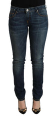 Acht Blue Washed Cotton Slim Fit Denim Low Waist Jeans -   -  Acht.
