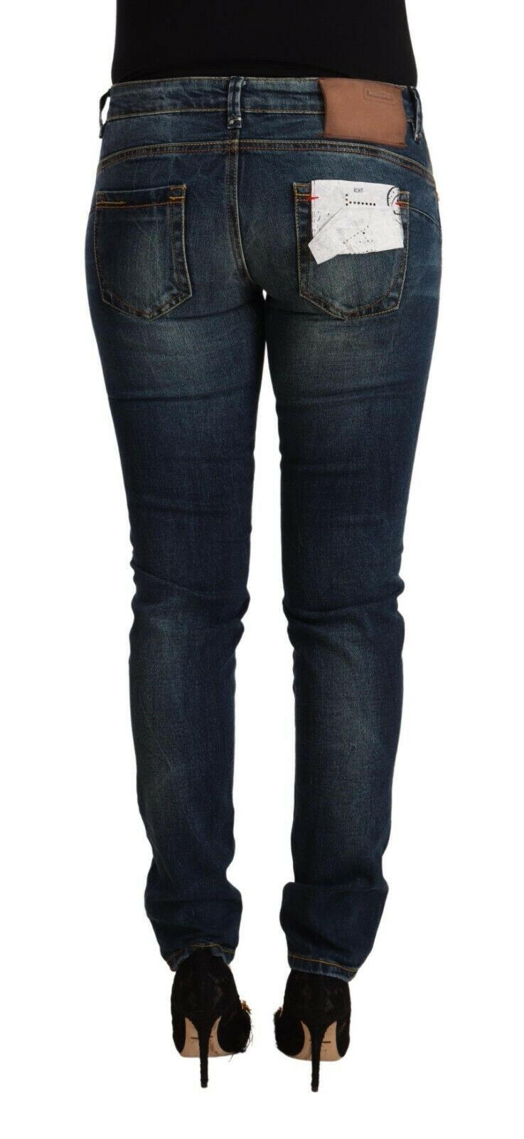 Acht Blue Washed Cotton Slim Fit Denim Low Waist Jeans -   -  Acht.