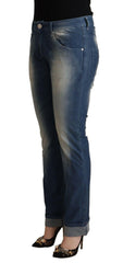 Acht Blue Washed Mid Waist Folded Hem Skinny Jeans -   -  Acht.