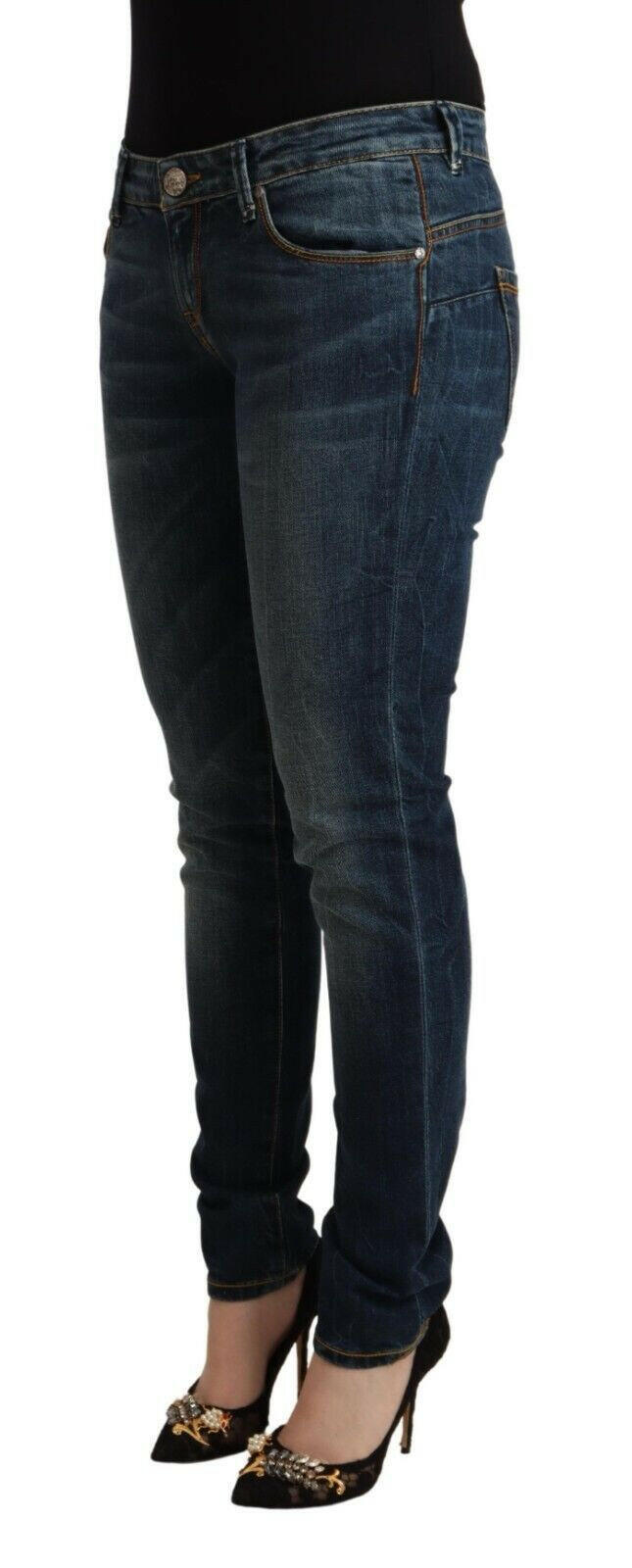 Acht Blue Washed Cotton Low Waist Slim Fit Denim Jeans -   -  Acht.