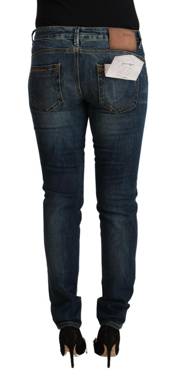 Acht Blue Washed Cotton Low Waist Slim Fit Denim Jeans -   -  Acht.