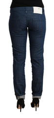 Acht Blue Cotton Low Waist Skinny Denim Folded Hem Jeans -   -  Acht.