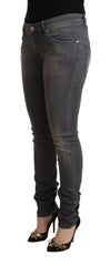 Acht Dark Gray Washed Cotton Denim Skinny Jeans -   -  Acht.
