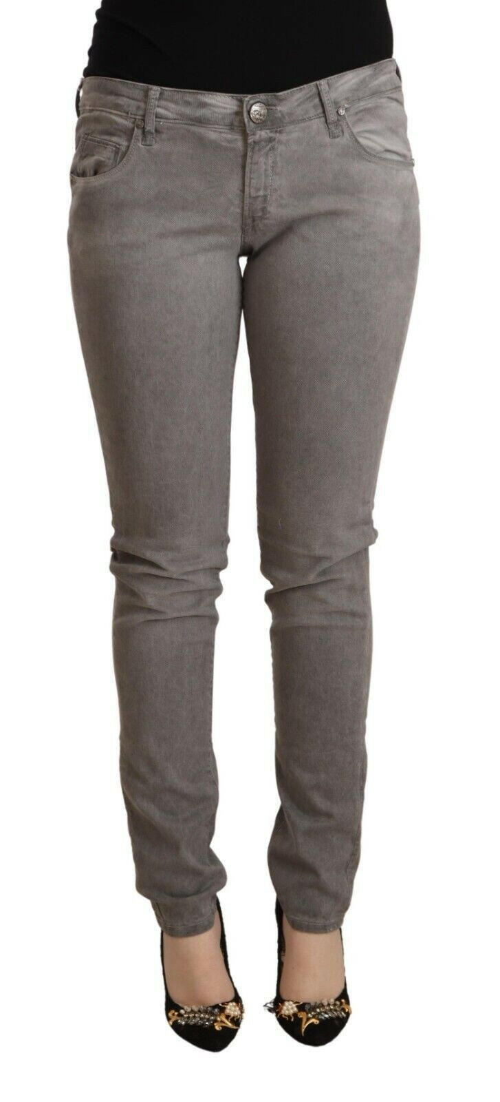 Acht Gray Cotton Low Waist Skinny Push Up Denim Jeans -   -  Acht.