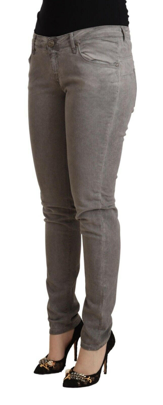 Acht Gray Cotton Low Waist Skinny Push Up Denim Jeans -   -  Acht.