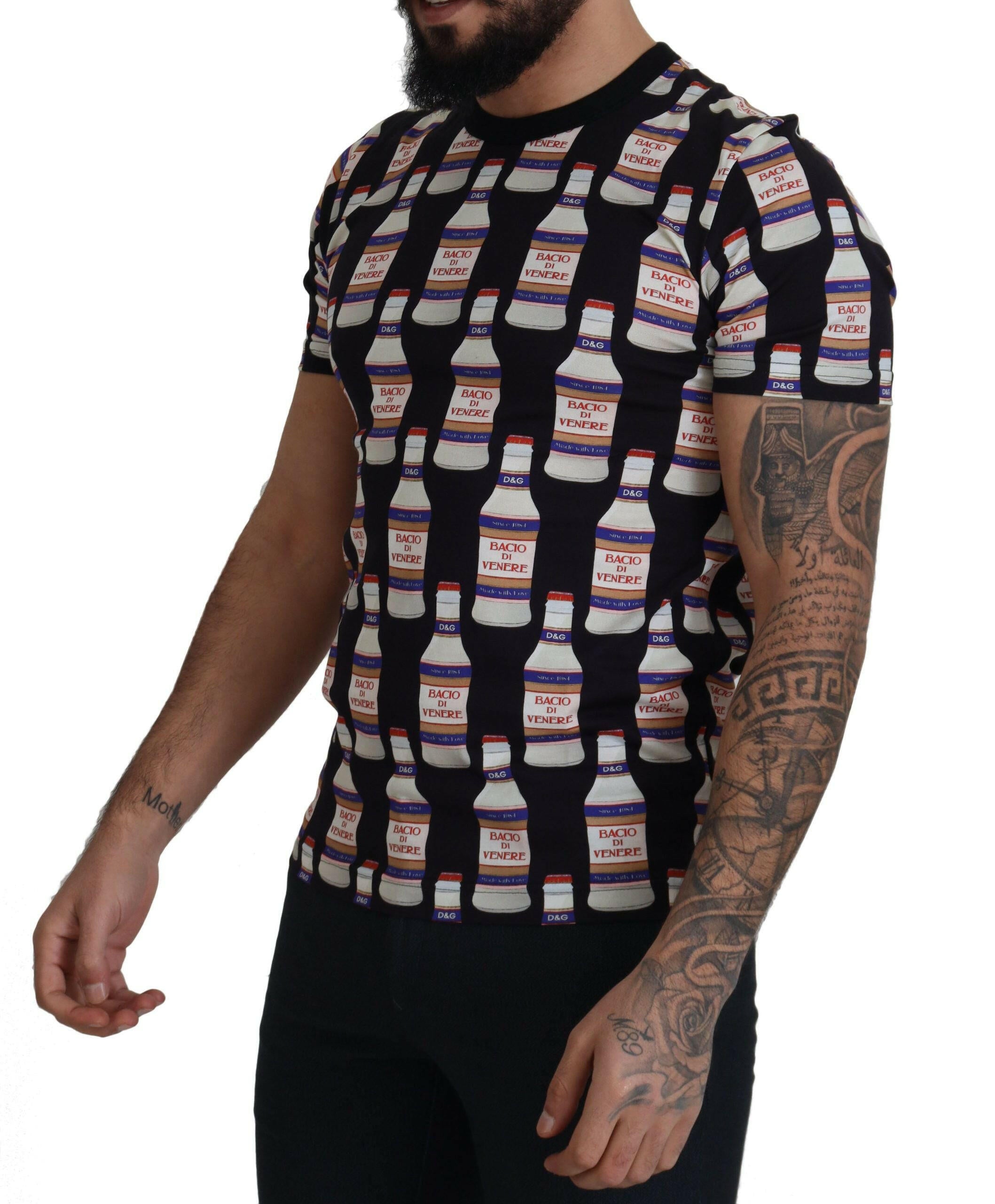 Dolce & Gabbana Black Bacio Di Venere Cotton Crew T-shirt -   -  Dolce & Gabbana.