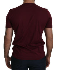 Dolce & Gabbana Bordeaux Roses Cotton Crewneck T-shirt -   -  Dolce & Gabbana.