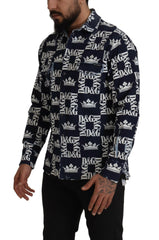Dolce & Gabbana Blue Denim Stretch DG Crown Logo Casual Shirt -   -  Dolce & Gabbana.