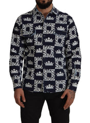 Dolce & Gabbana Blue Denim Stretch DG Crown Logo Casual Shirt -   -  Dolce & Gabbana.