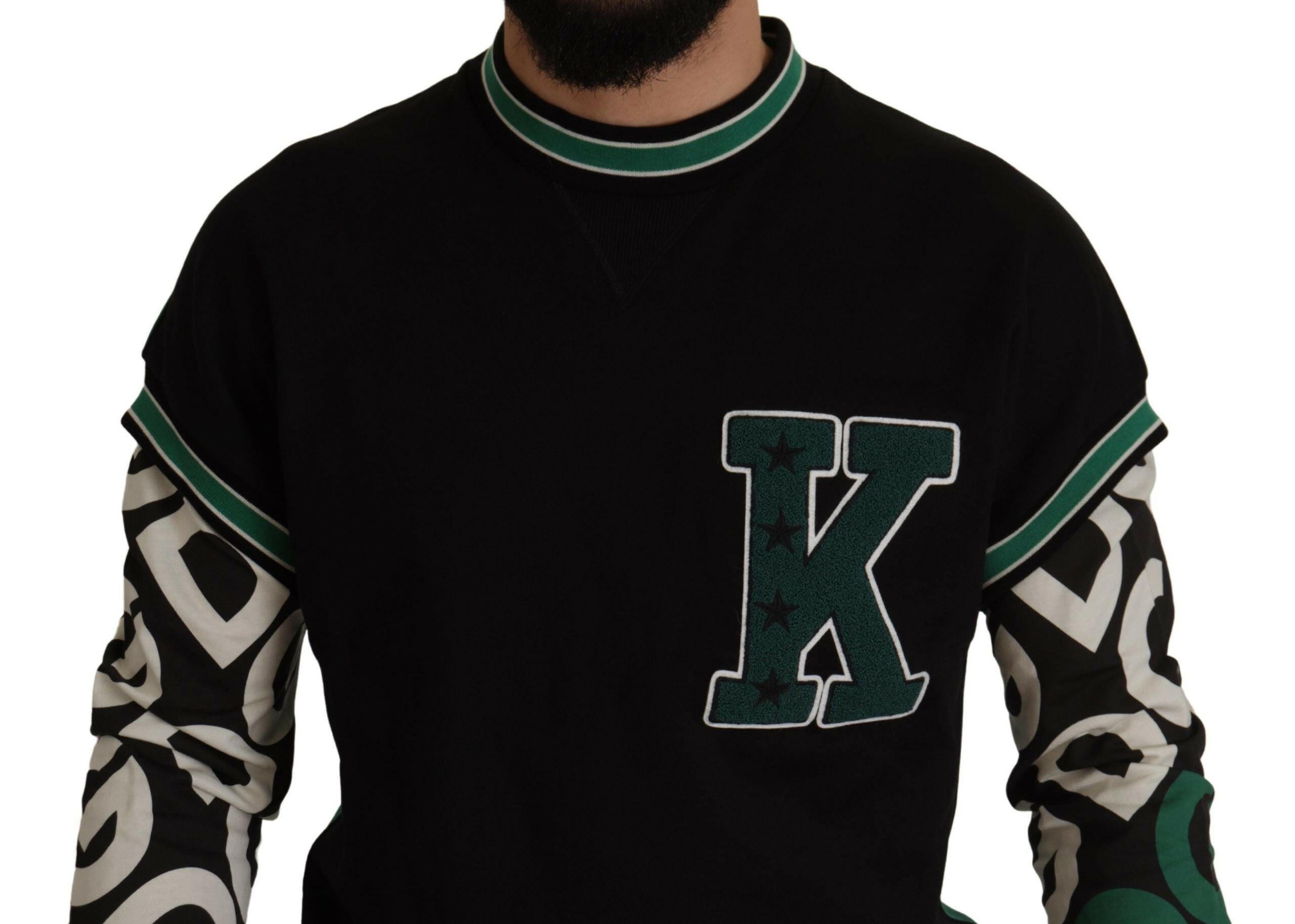 Dolce & Gabbana Black Green Cotton KING Star Crewneck Pullover Sweater -   -  Dolce & Gabbana.