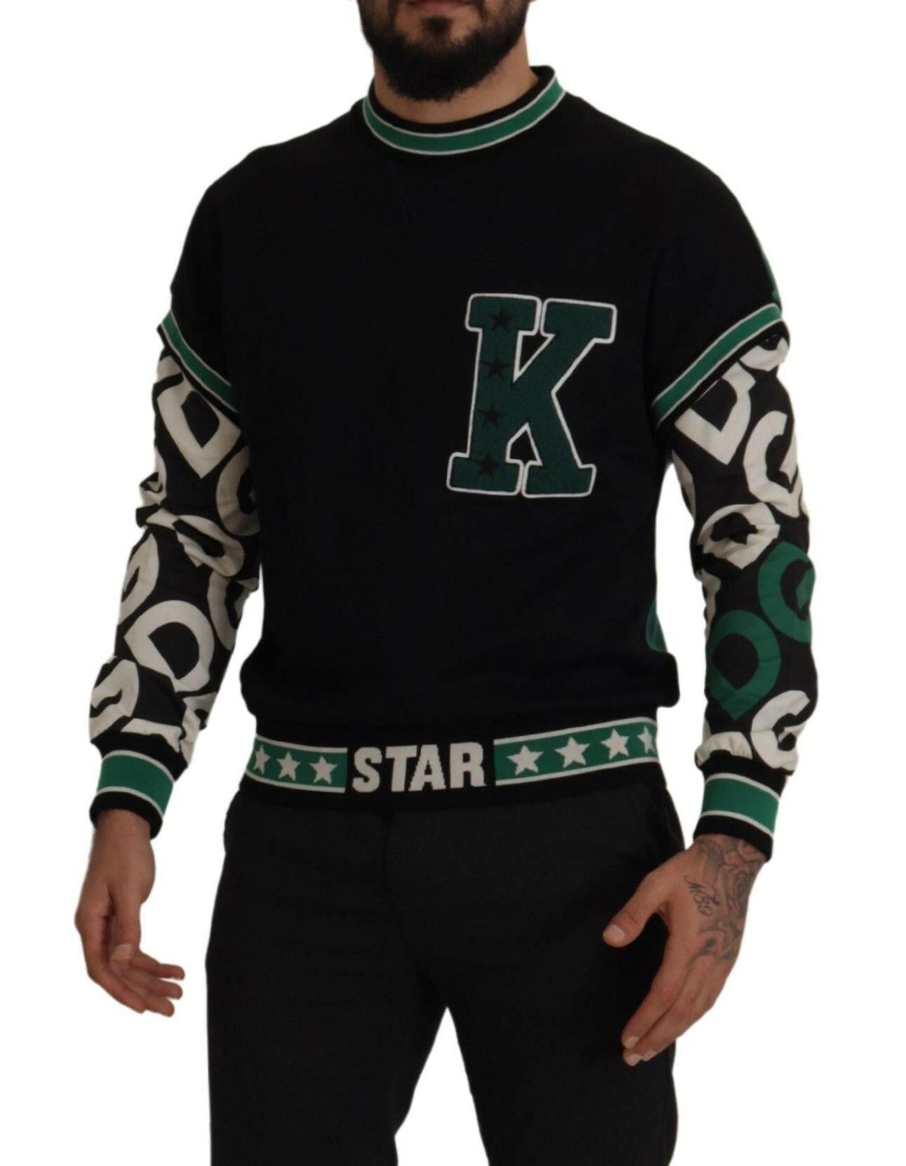 Dolce & Gabbana Black Green Cotton KING Star Crewneck Pullover Sweater -   -  Dolce & Gabbana.