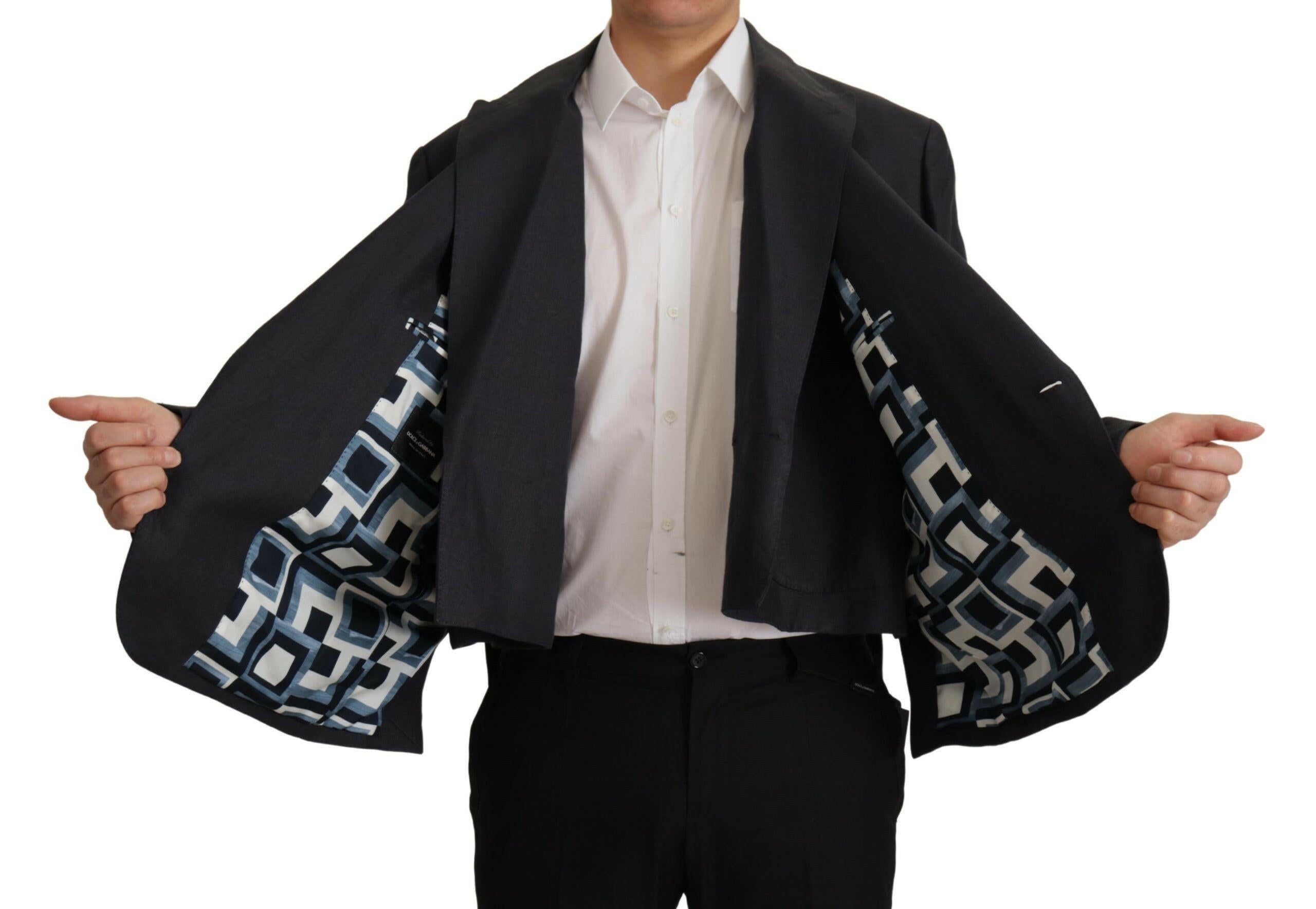 Dolce & Gabbana Blue Linen Formal Mens Blazer Jacket -   -  Dolce & Gabbana.