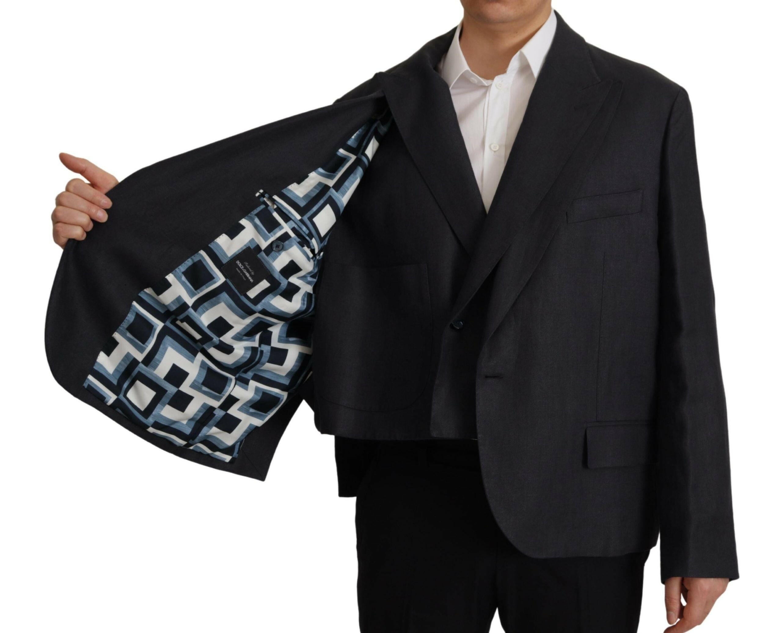 Dolce & Gabbana Blue Linen Formal Mens Blazer Jacket -   -  Dolce & Gabbana.