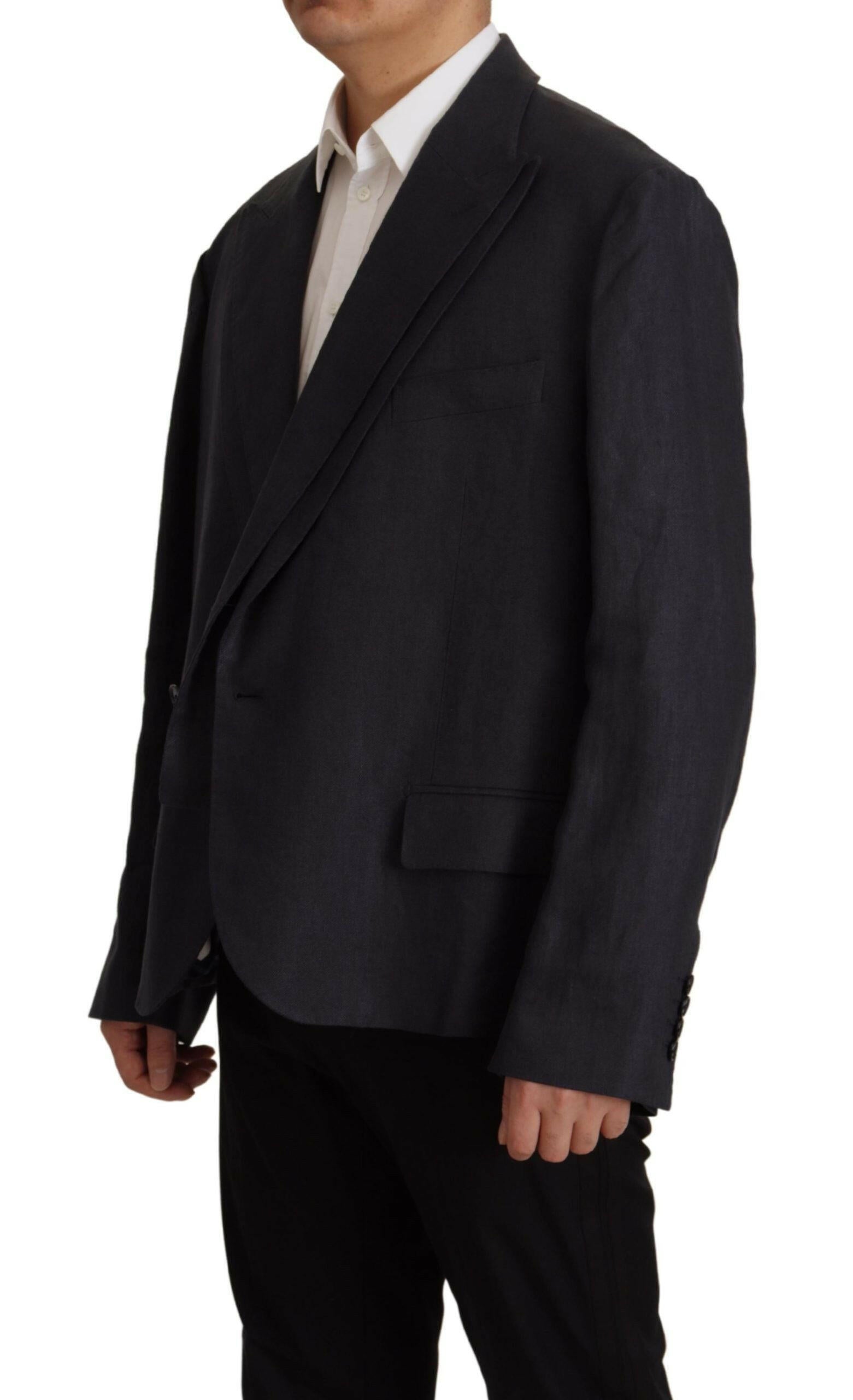 Dolce & Gabbana Blue Linen Formal Mens Blazer Jacket -   -  Dolce & Gabbana.
