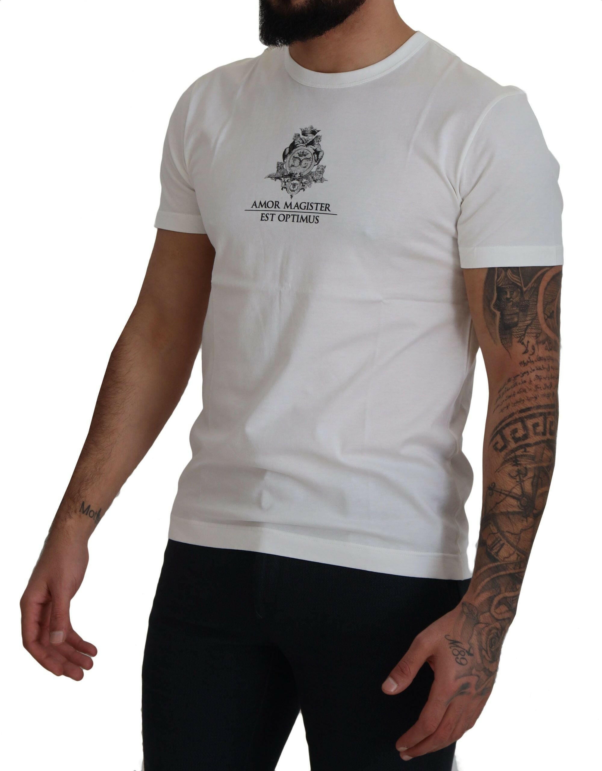 Dolce & Gabbana White Logo Cotton Amor Magister T-shirt -   -  Dolce & Gabbana.
