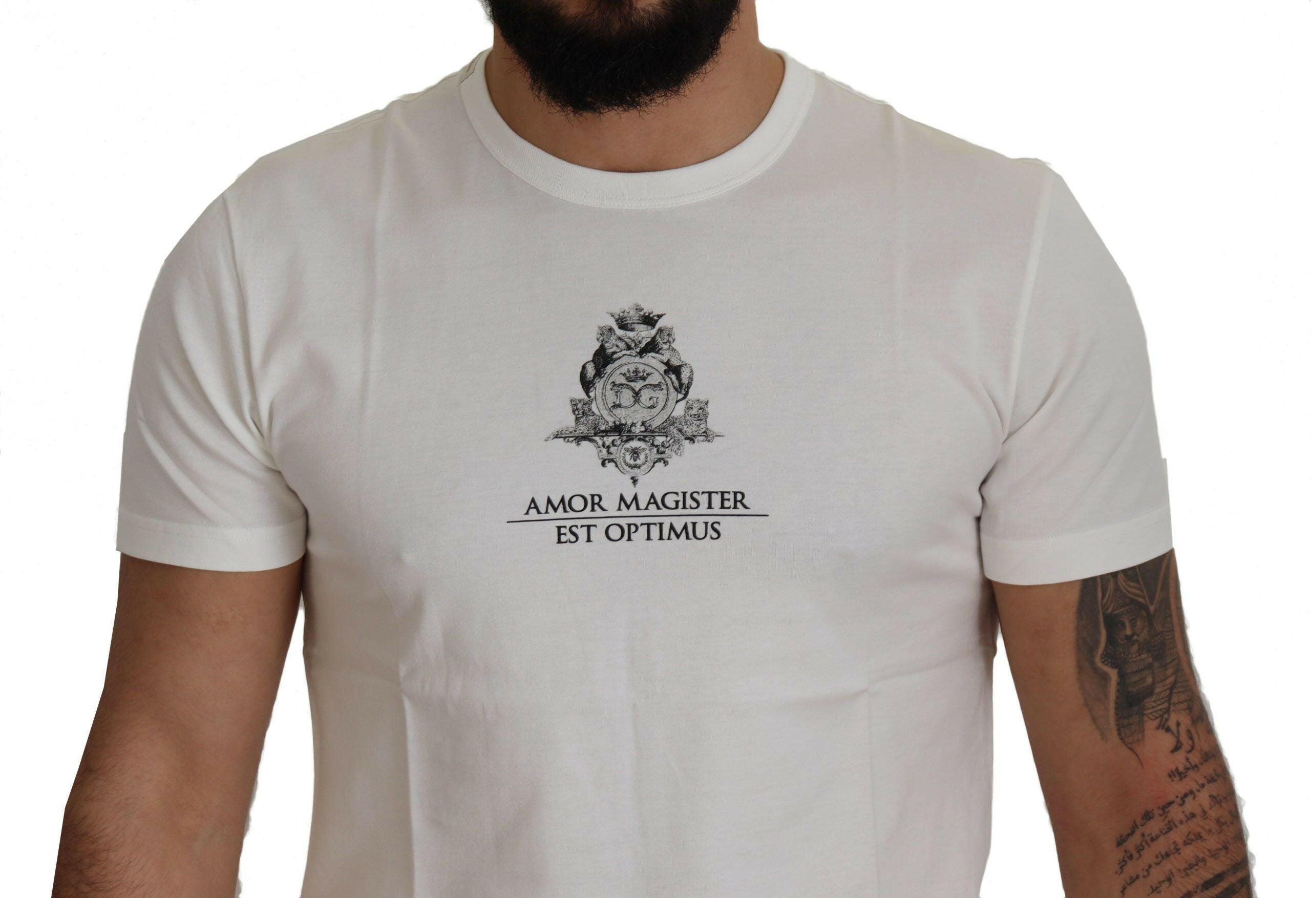 Dolce & Gabbana White Logo Cotton Amor Magister T-shirt -   -  Dolce & Gabbana.