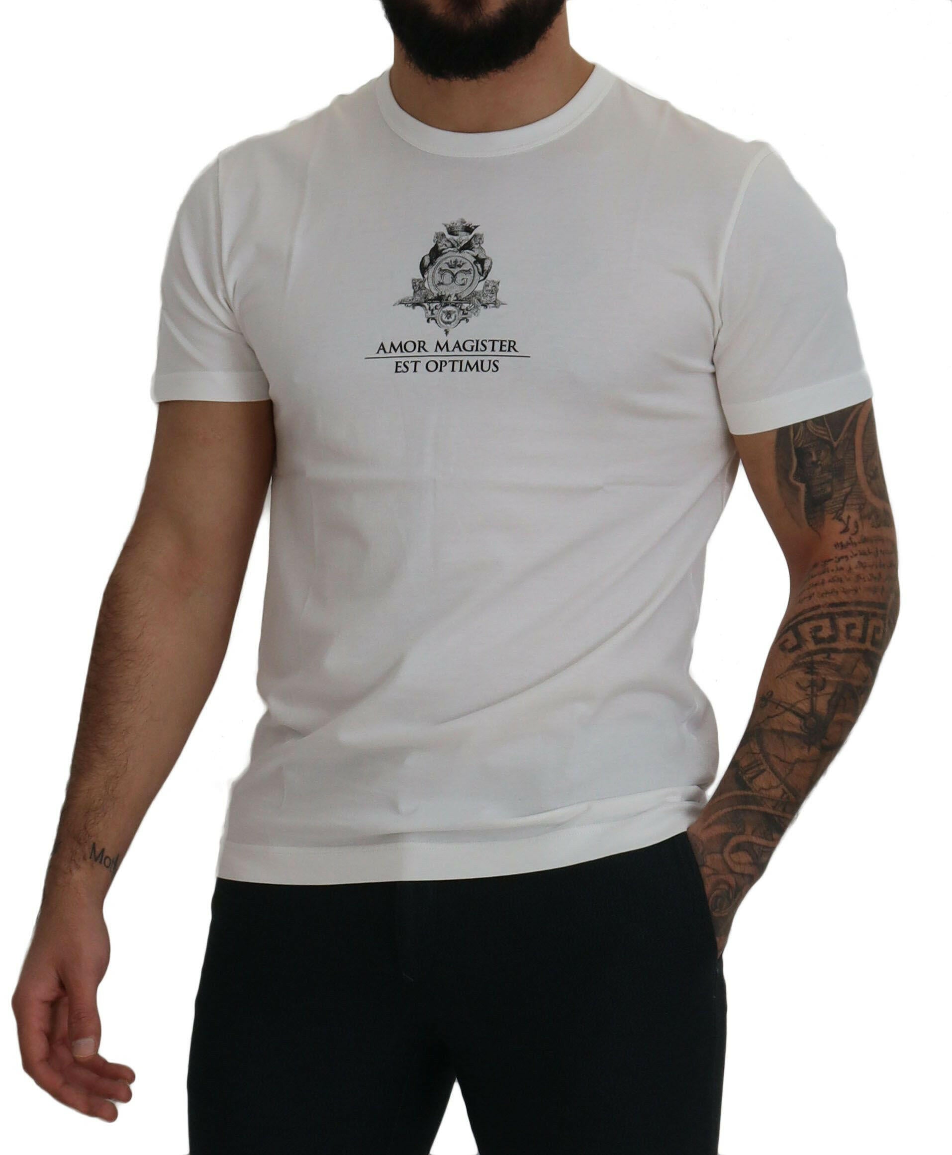 Dolce & Gabbana White Logo Cotton Amor Magister T-shirt -   -  Dolce & Gabbana.