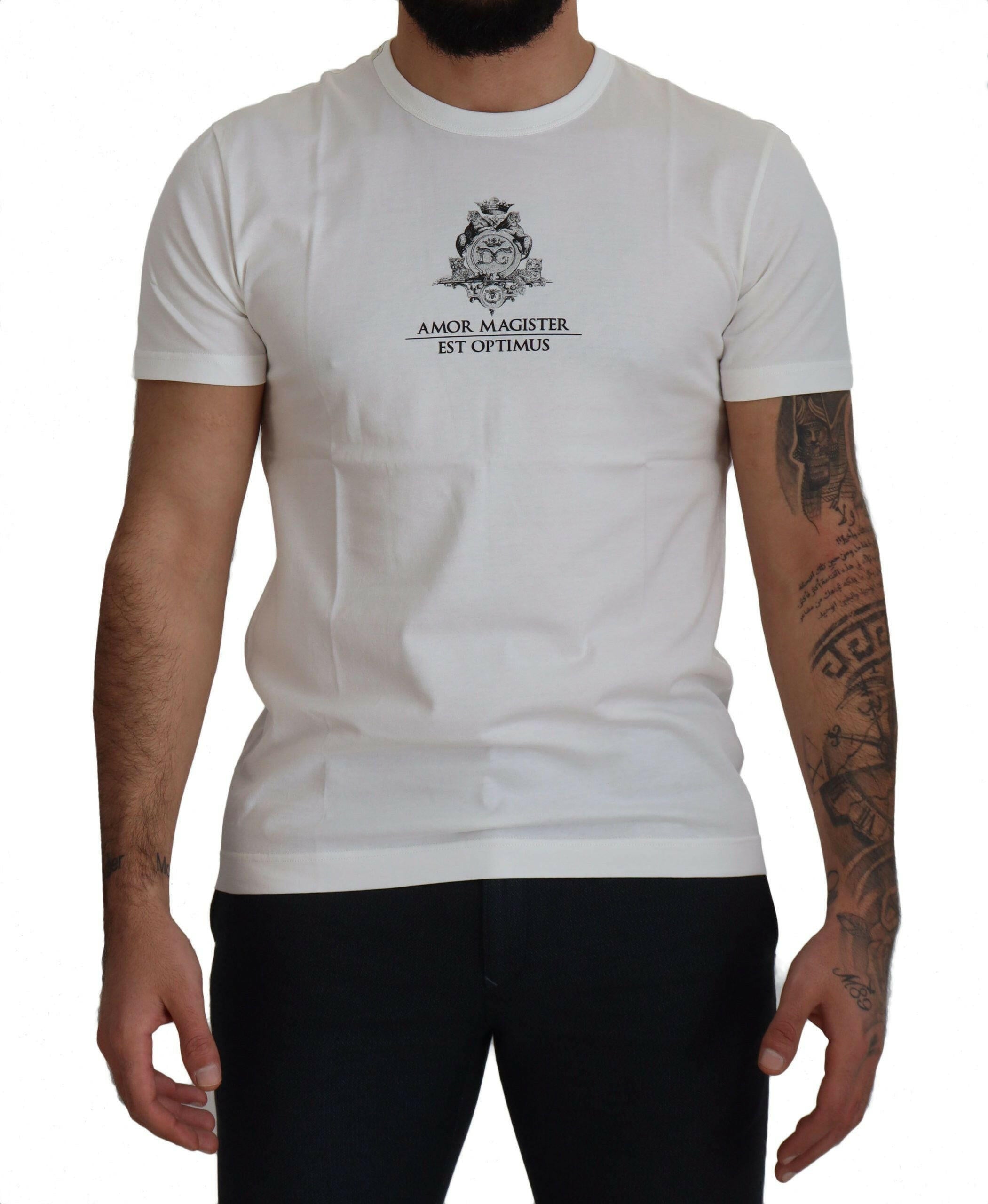 Dolce & Gabbana White Logo Cotton Amor Magister T-shirt -   -  Dolce & Gabbana.