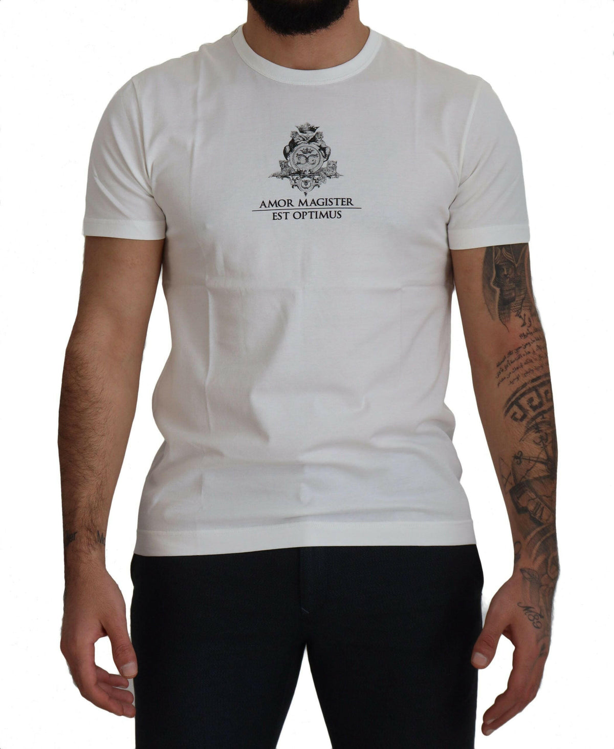 Dolce & Gabbana White Logo Cotton Amor Magister T-shirt -   -  Dolce & Gabbana.