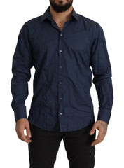 Dolce & Gabbana Blue Cotton MARTINI Slim Fit Dress Shirt -   -  Dolce & Gabbana.
