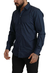 Dolce & Gabbana Blue Cotton MARTINI Slim Fit Dress Shirt -   -  Dolce & Gabbana.