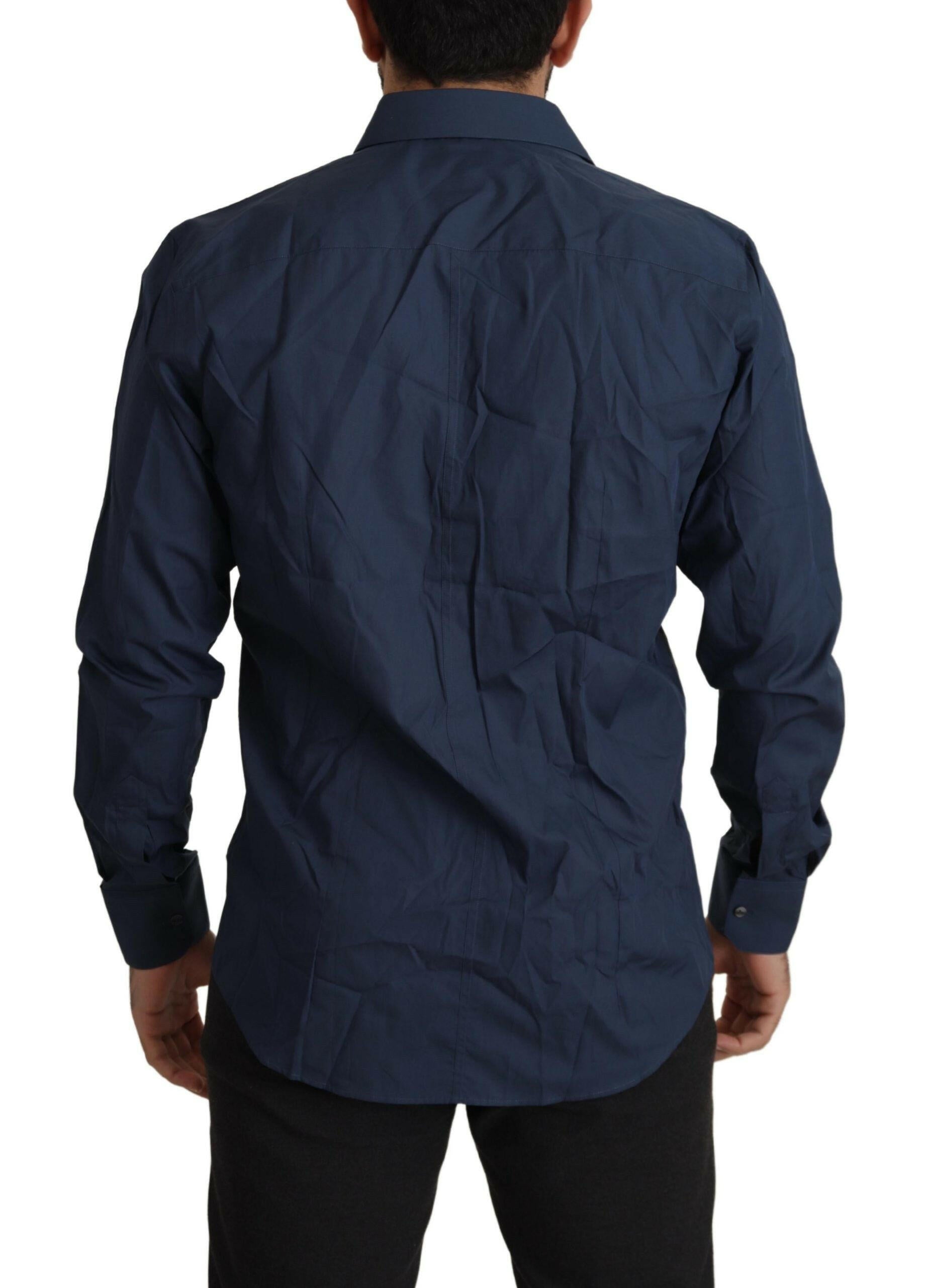 Dolce & Gabbana Blue Cotton MARTINI Slim Fit Dress Shirt -   -  Dolce & Gabbana.