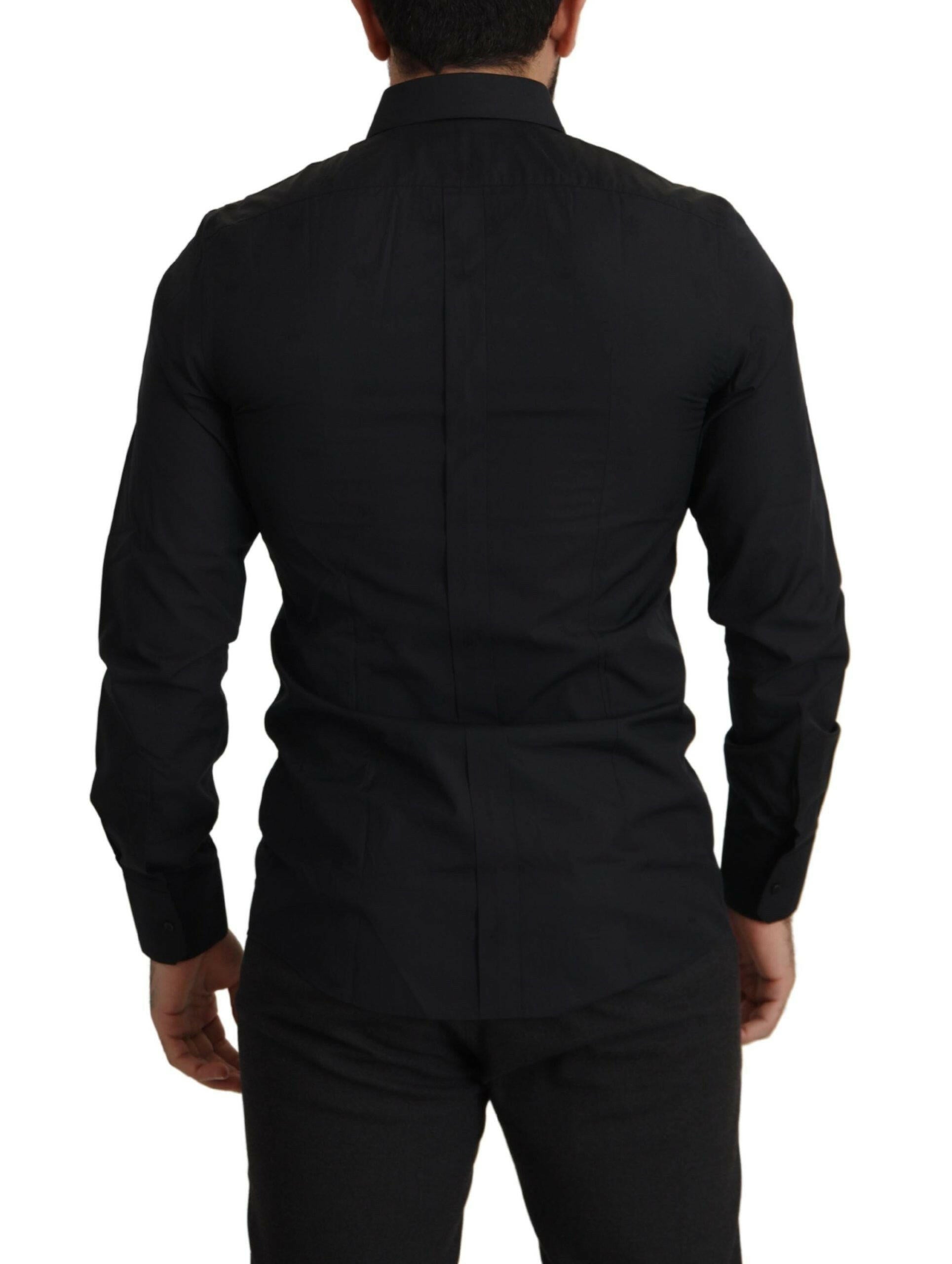 Dolce & Gabbana Black Cotton GOLD Slim Fit Dress Shirt -   -  Dolce & Gabbana.