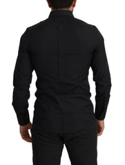 Dolce & Gabbana Black Cotton GOLD Slim Fit Dress Shirt -   -  Dolce & Gabbana.