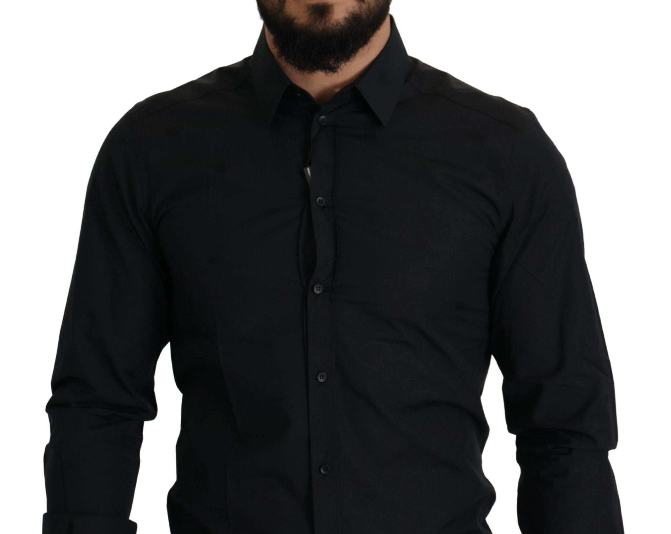 Dolce & Gabbana Black Cotton GOLD Slim Fit Dress Shirt -   -  Dolce & Gabbana.