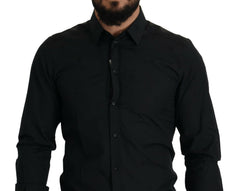 Dolce & Gabbana Black Cotton GOLD Slim Fit Dress Shirt -   -  Dolce & Gabbana.