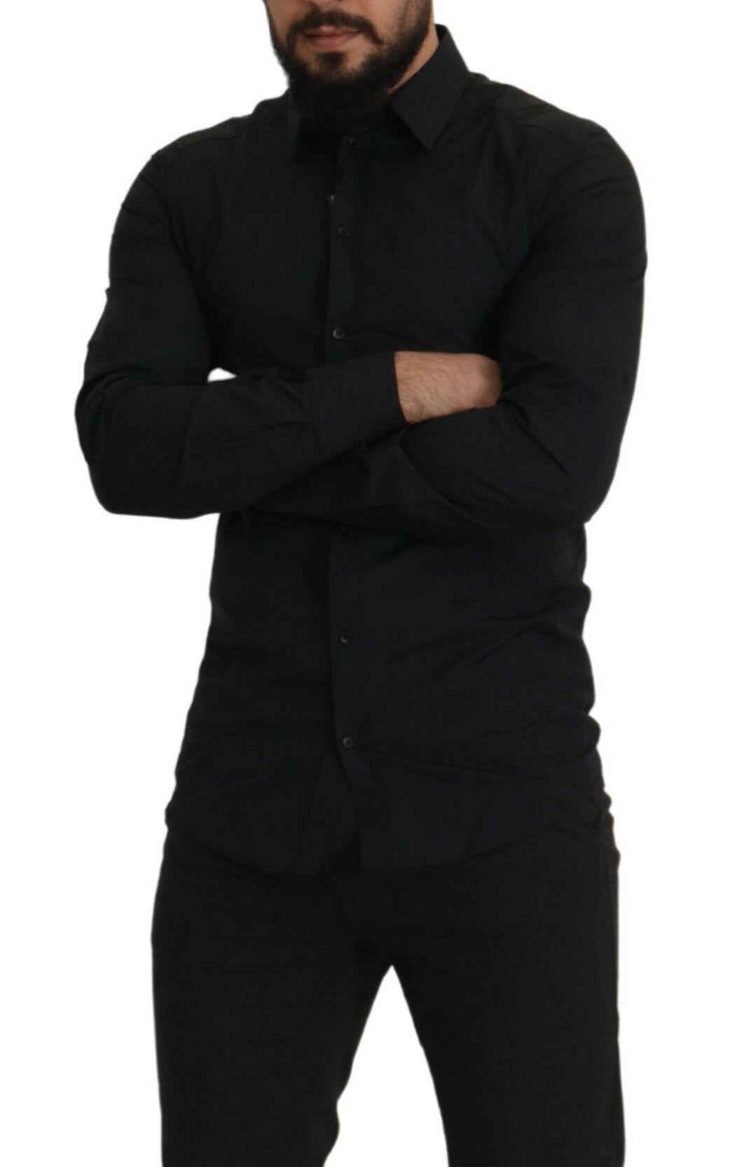 Dolce & Gabbana Black Cotton GOLD Slim Fit Dress Shirt -   -  Dolce & Gabbana.