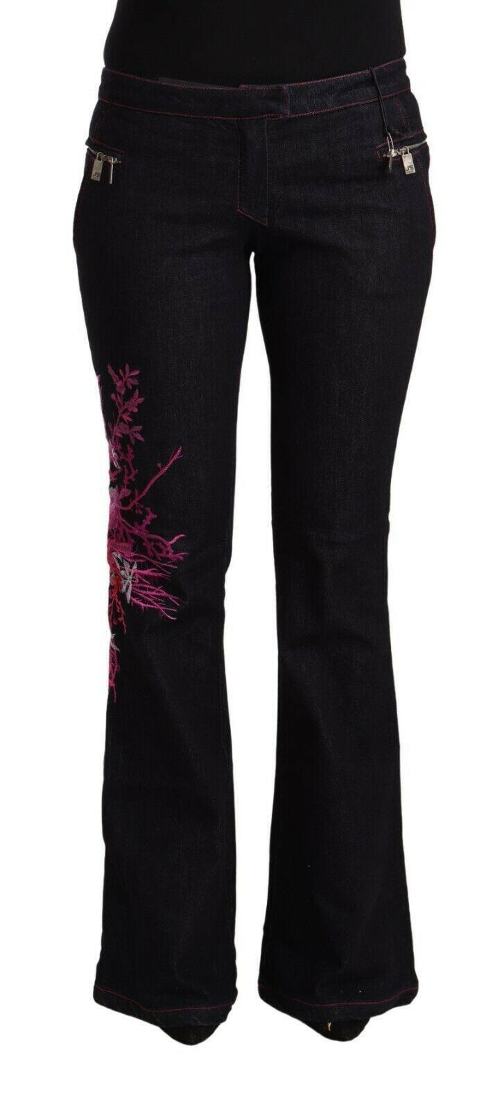 Exte Black Cotton Stretch Mid Waist Cotton Flared Denim Jeans -   -  Exte.