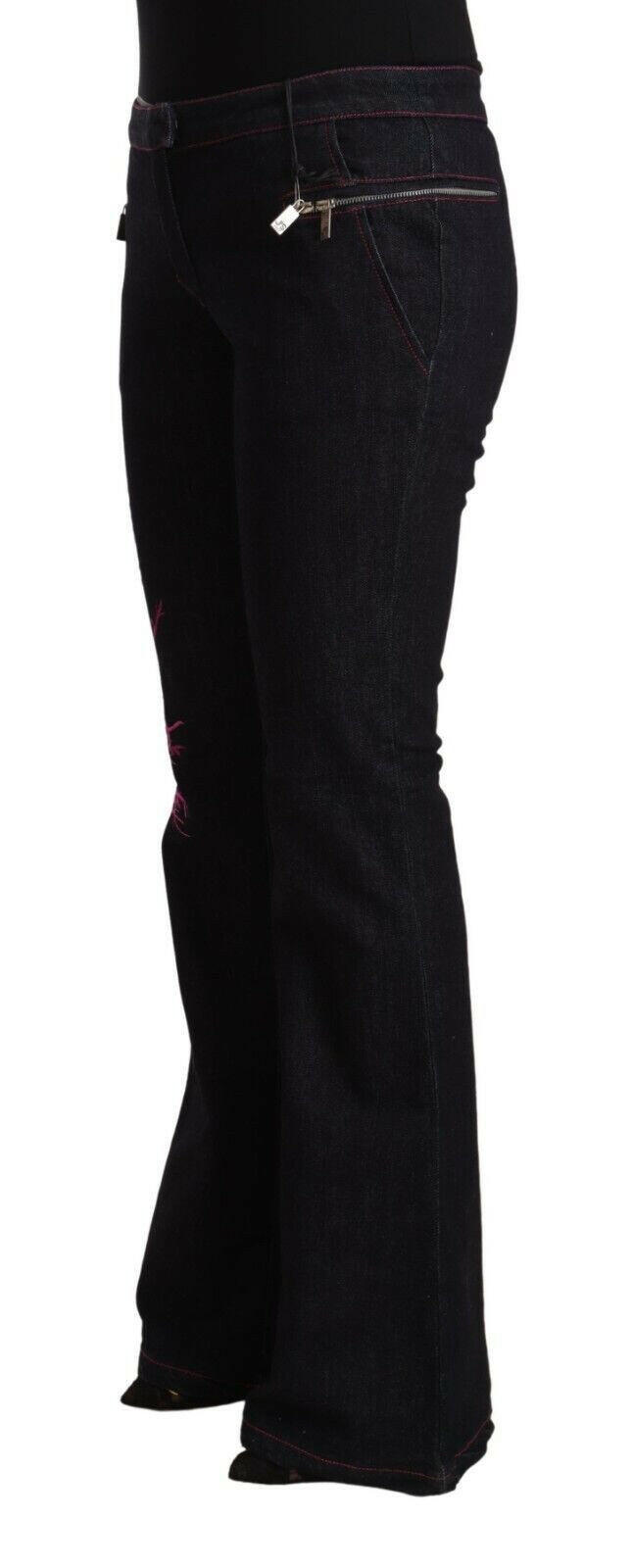 Exte Black Cotton Stretch Mid Waist Cotton Flared Denim Jeans -   -  Exte.