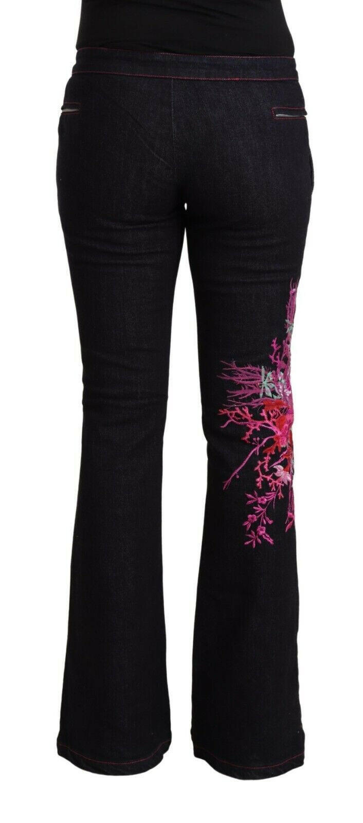 Exte Black Cotton Stretch Mid Waist Cotton Flared Denim Jeans -   -  Exte.