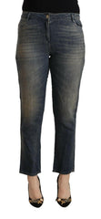 Twinset Blue Washed Cotton Cropped Capri Women Denim Jeans -   -  Twinset.