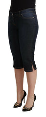 GF Ferre Blue Cotton Stretch Low Waist Slim Capri Denim Jeans -   -  GF Ferre.