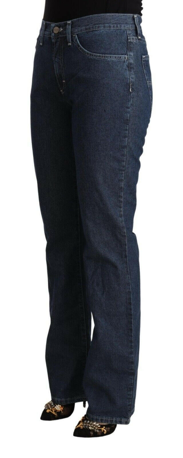 GF Ferre Blue Cotton Mid Waist Flared Denim Jeans -   -  GF Ferre.
