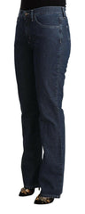 GF Ferre Blue Cotton Mid Waist Flared Denim Jeans -   -  GF Ferre.