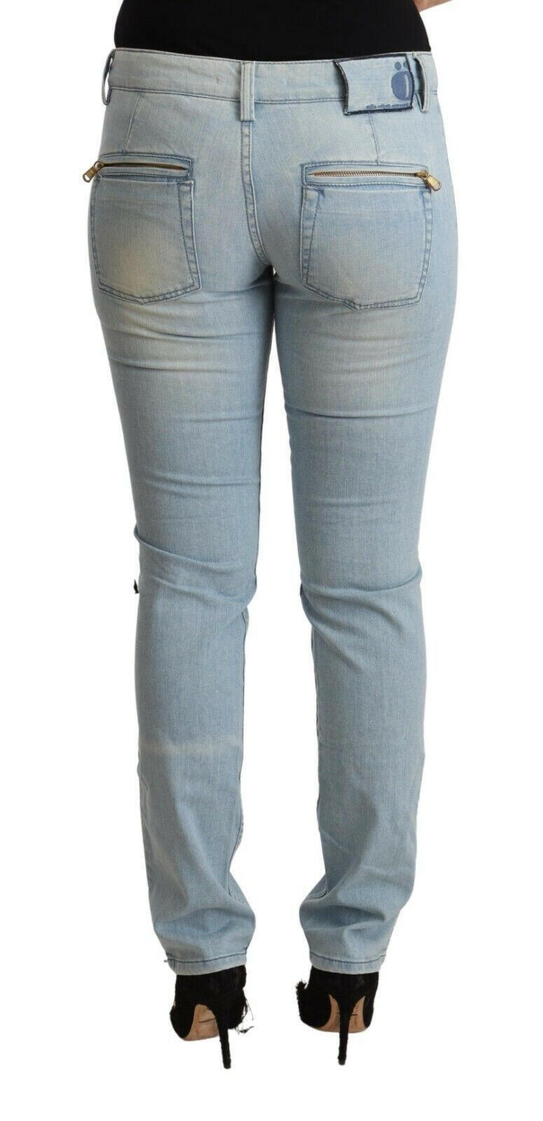 MILA SCHÖN Light Blue Cotton Mid Waist Slim Fit Denim Jeans -   -  MILA SCHÖN.