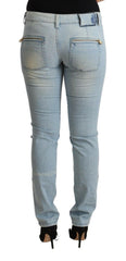 MILA SCHÖN Light Blue Cotton Mid Waist Slim Fit Denim Jeans -   -  MILA SCHÖN.