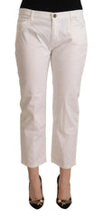 L'Autre Chose White Cotton Mid Waist Cropped Denim Jeans -   -  L'Autre Chose.