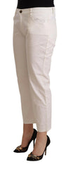 L'Autre Chose White Cotton Mid Waist Cropped Denim Jeans -   -  L'Autre Chose.