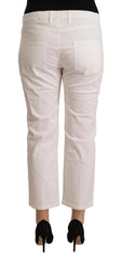 L'Autre Chose White Cotton Mid Waist Cropped Denim Jeans -   -  L'Autre Chose.