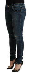 Acht Blue Washed Low Waist Slim Fit Denim Jeans -   -  Acht.