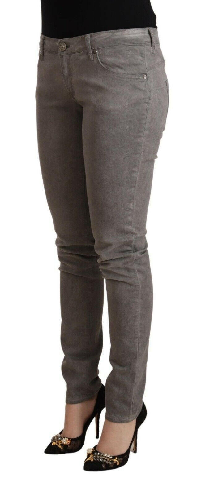Acht Gray Cotton Low Waist Skinny Push Up Denim Jeans -   -  Acht.