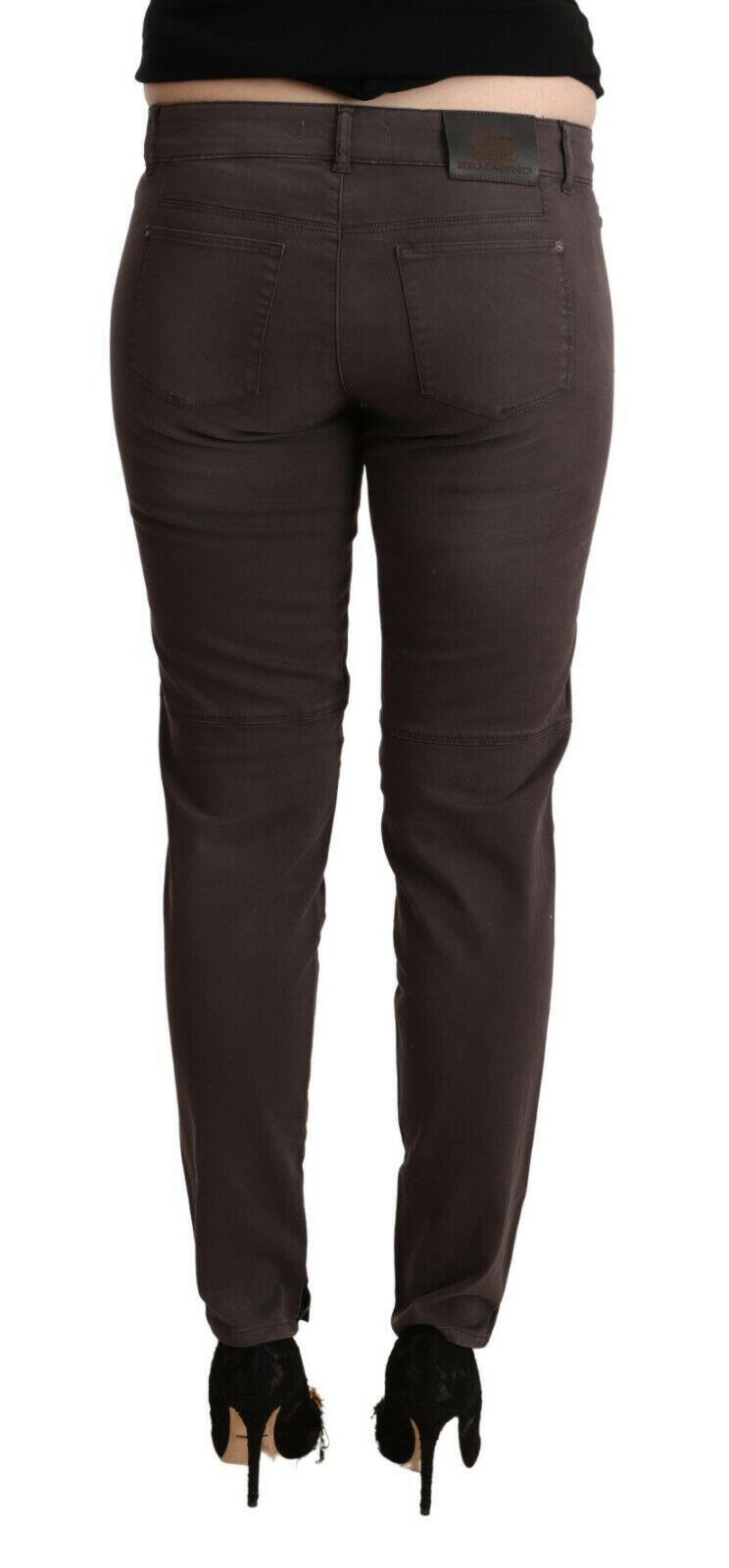 Ermanno Scervino Brown Cotton Low Waist Slim Fit Pants -   -  Ermanno Scervino.