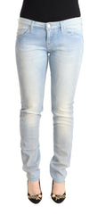 Acht Light Blue Washed Cotton Low Waist Skinny Denim Jeans -   -  Acht.