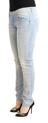 Acht Light Blue Washed Cotton Low Waist Skinny Denim Jeans -   -  Acht.