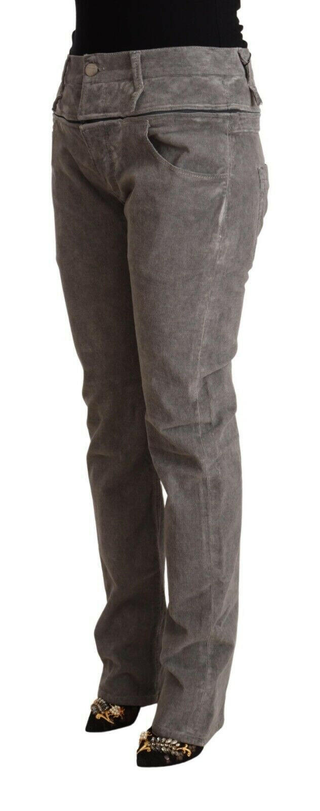 Acht Gray Cotton Straight Fit High Waist Pants -   -  Acht.