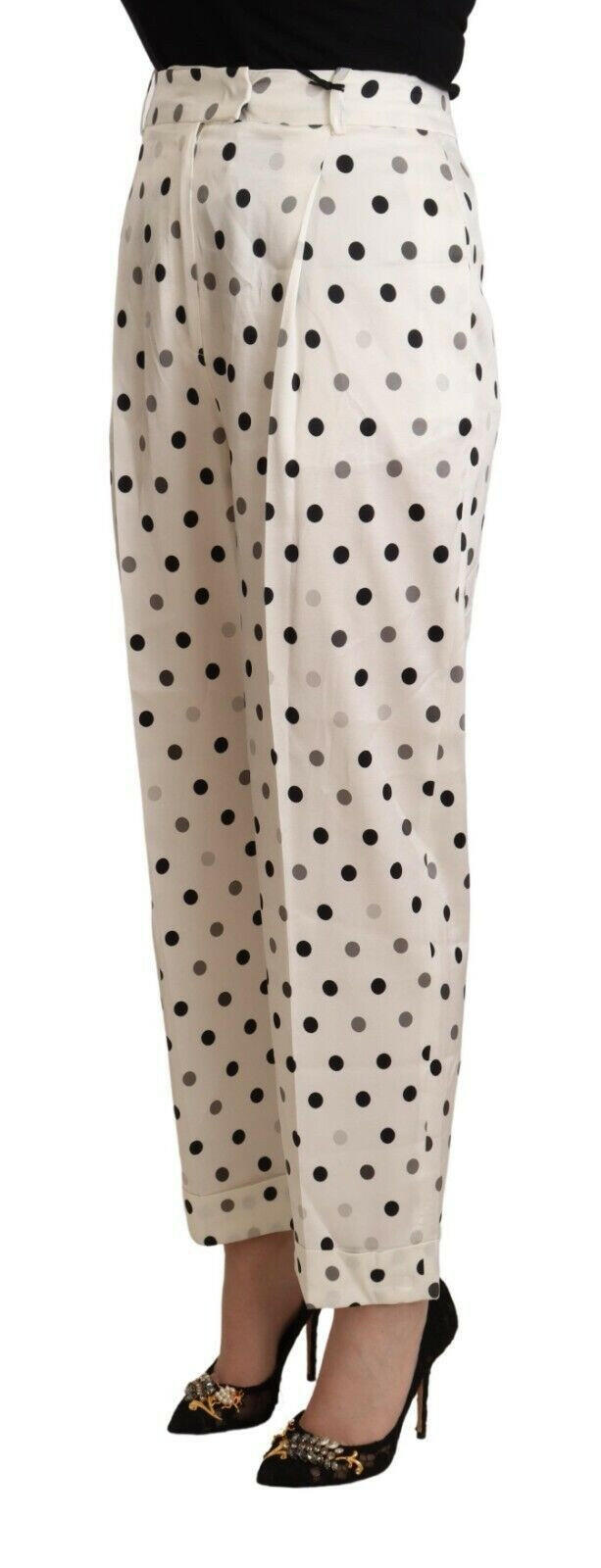 Ermanno Scervino White Polka Dotted High Waist Tapered Pants -   -  Ermanno Scervino.